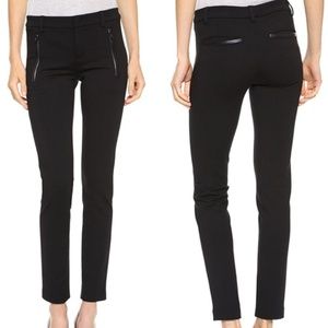 VINCE leather trim ponte pants